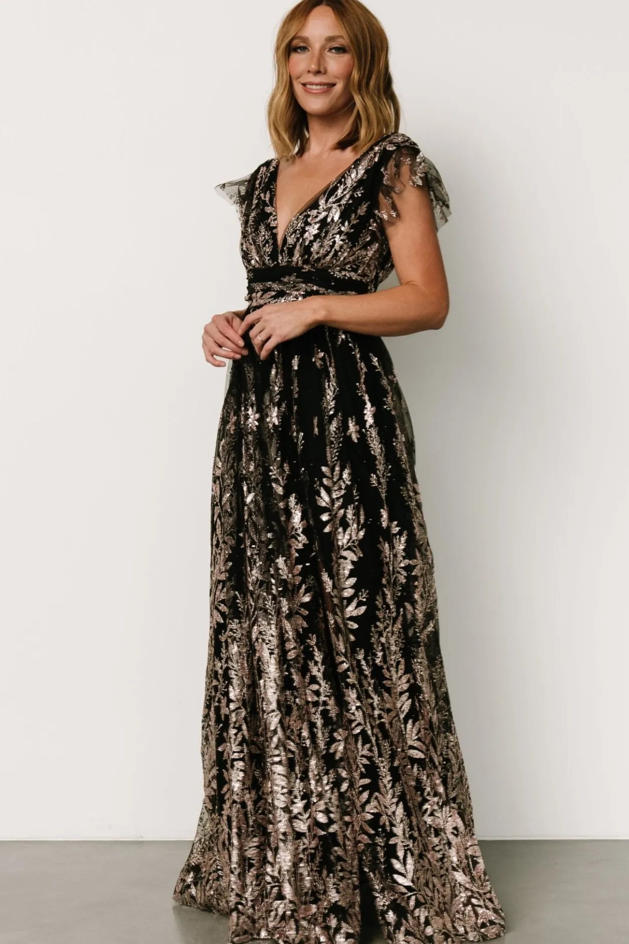 Fashion Baltic Born Karina Shimmer Gown | Black + Rose Gold Black+RoseGold