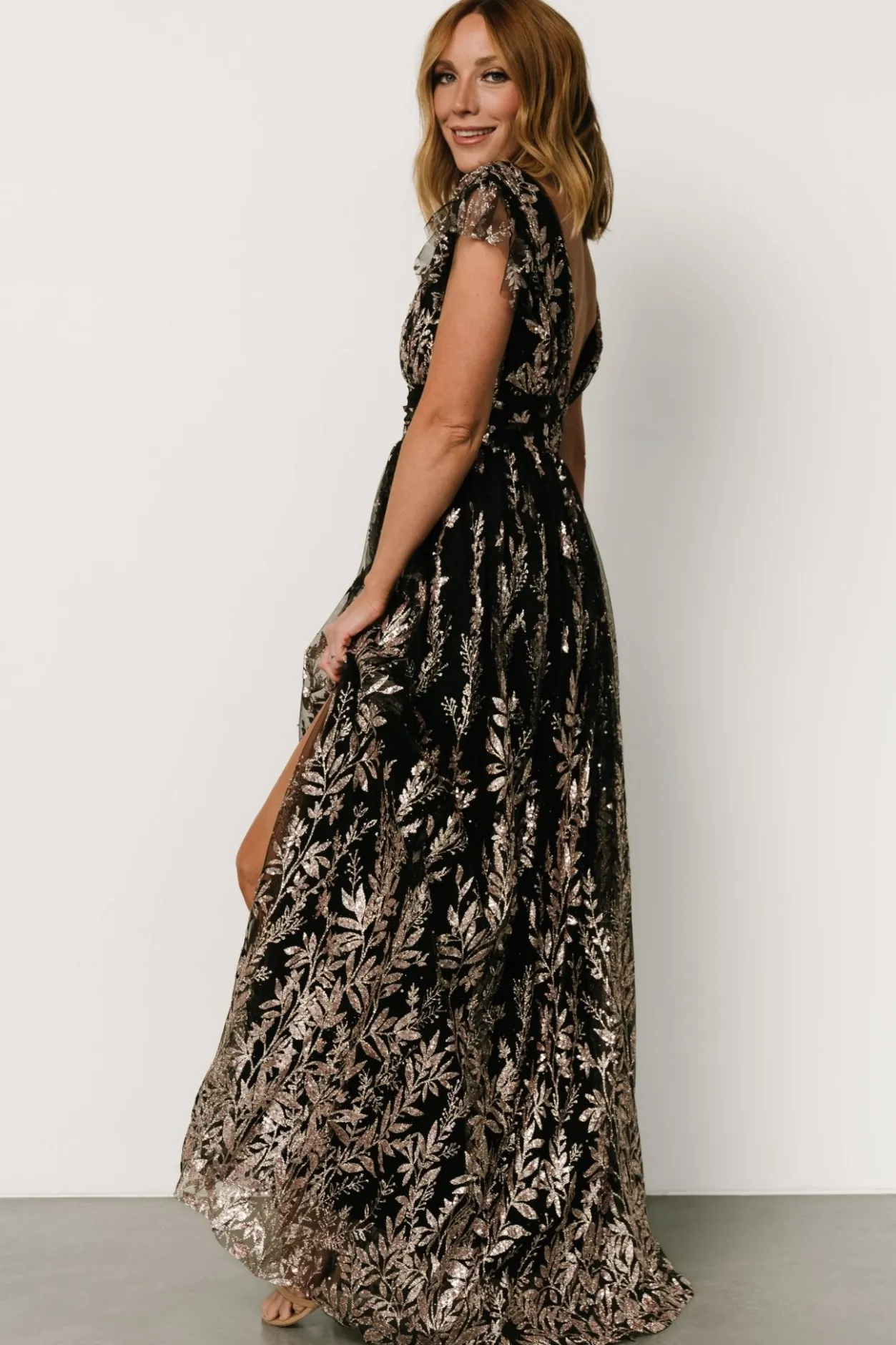Fashion Baltic Born Karina Shimmer Gown | Black + Rose Gold Black+RoseGold