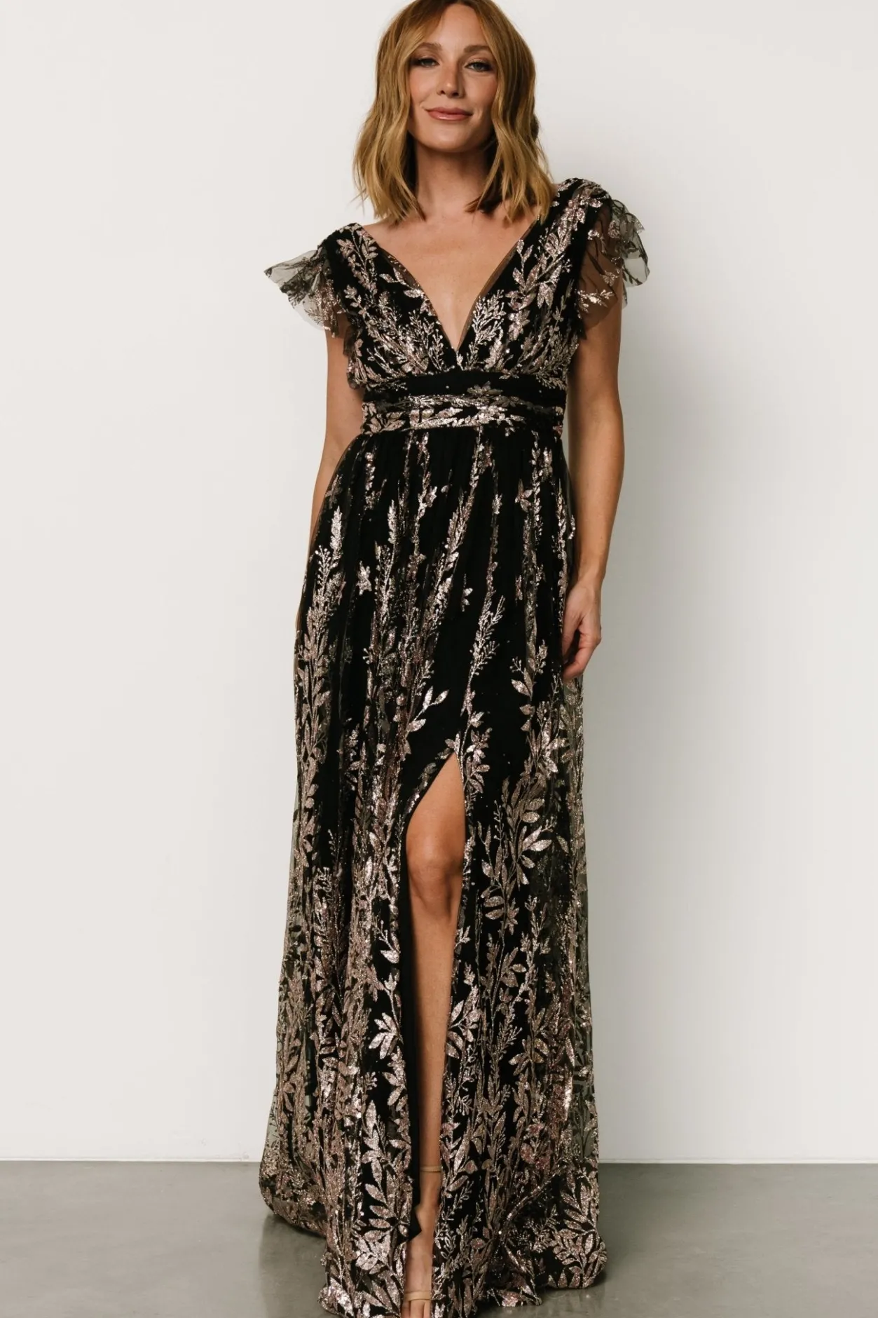 Fashion Baltic Born Karina Shimmer Gown | Black + Rose Gold Black+RoseGold