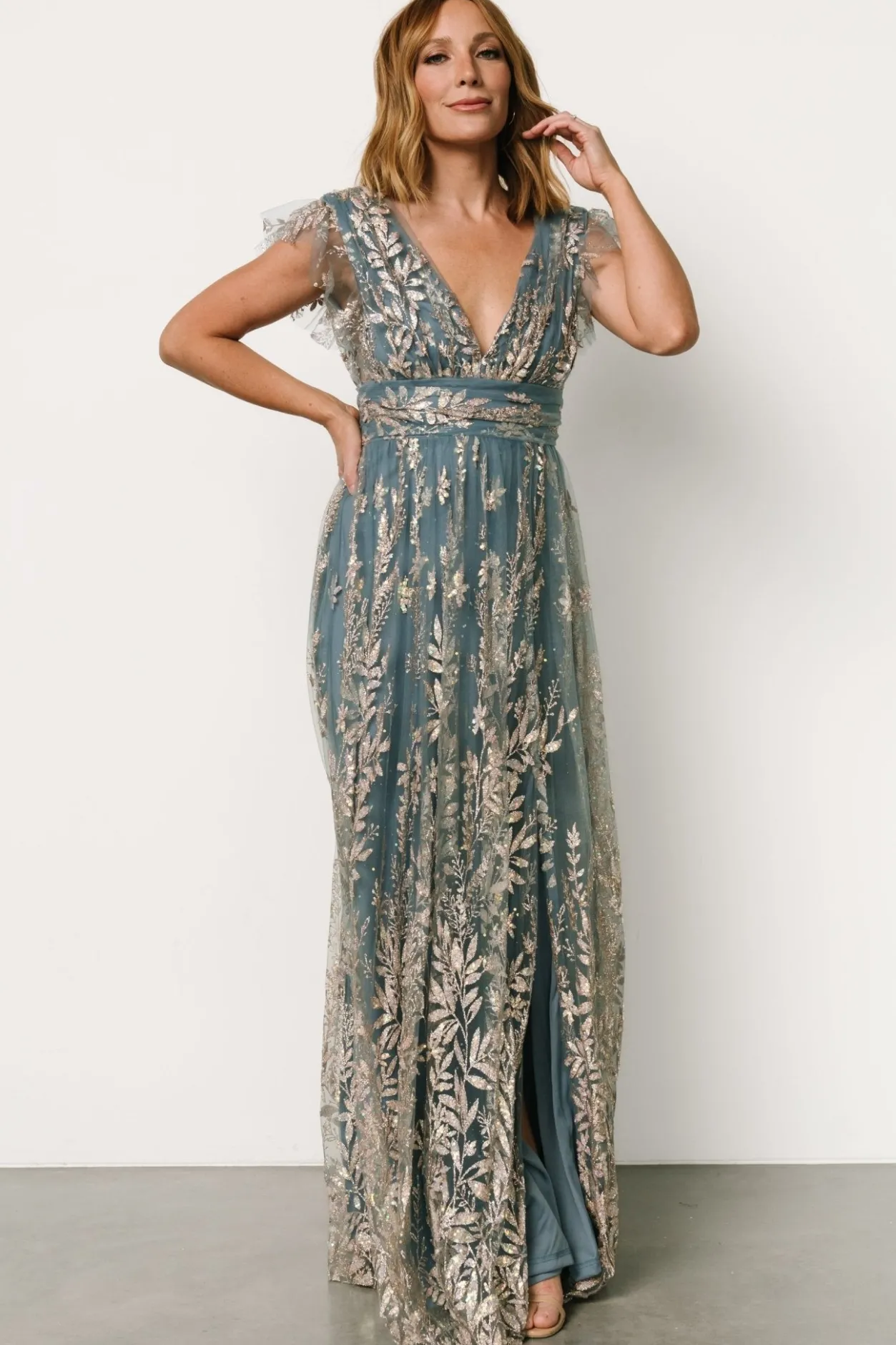 Online Baltic Born Karina Shimmer Gown | Blue + Rose Gold Blue+RoseGold