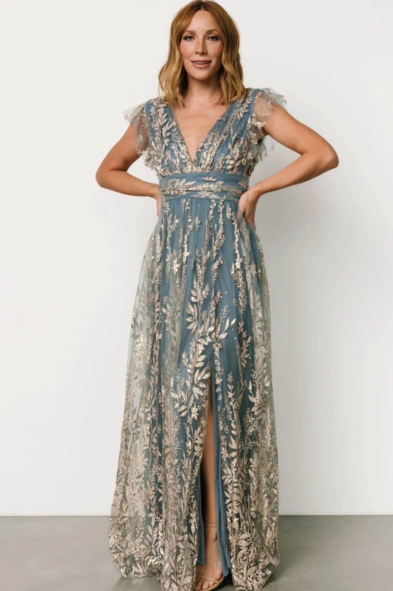 Online Baltic Born Karina Shimmer Gown | Blue + Rose Gold Blue+RoseGold