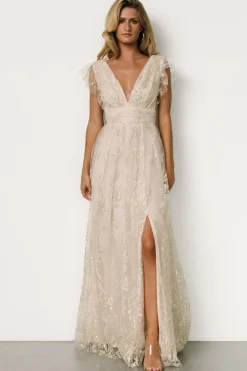 Fashion Baltic Born Karina Shimmer Gown | Ivory + Silver Ivory+Silver