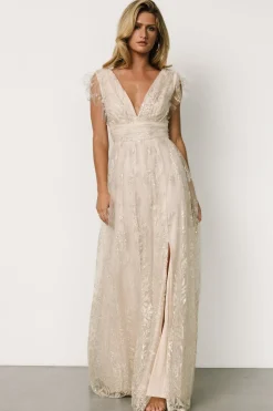 Fashion Baltic Born Karina Shimmer Gown | Ivory + Silver Ivory+Silver