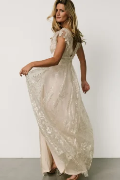 Fashion Baltic Born Karina Shimmer Gown | Ivory + Silver Ivory+Silver