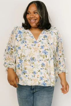Fashion Baltic Born Karlie Long Sleeve Ruffle Top | Blue Floral BlueFloral