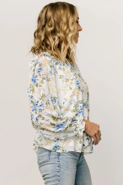 Fashion Baltic Born Karlie Long Sleeve Ruffle Top | Blue Floral BlueFloral