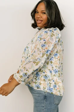 Fashion Baltic Born Karlie Long Sleeve Ruffle Top | Blue Floral BlueFloral
