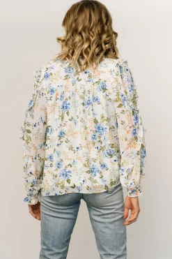 Fashion Baltic Born Karlie Long Sleeve Ruffle Top | Blue Floral BlueFloral