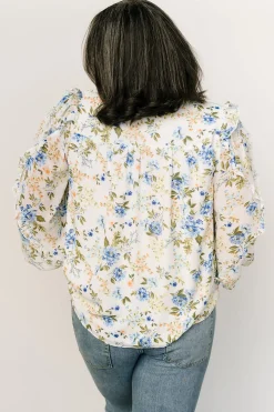 Fashion Baltic Born Karlie Long Sleeve Ruffle Top | Blue Floral BlueFloral