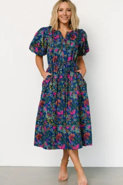 Best Baltic Born Karol Puff Sleeve Midi Dress | Blue Multi BlueMulti