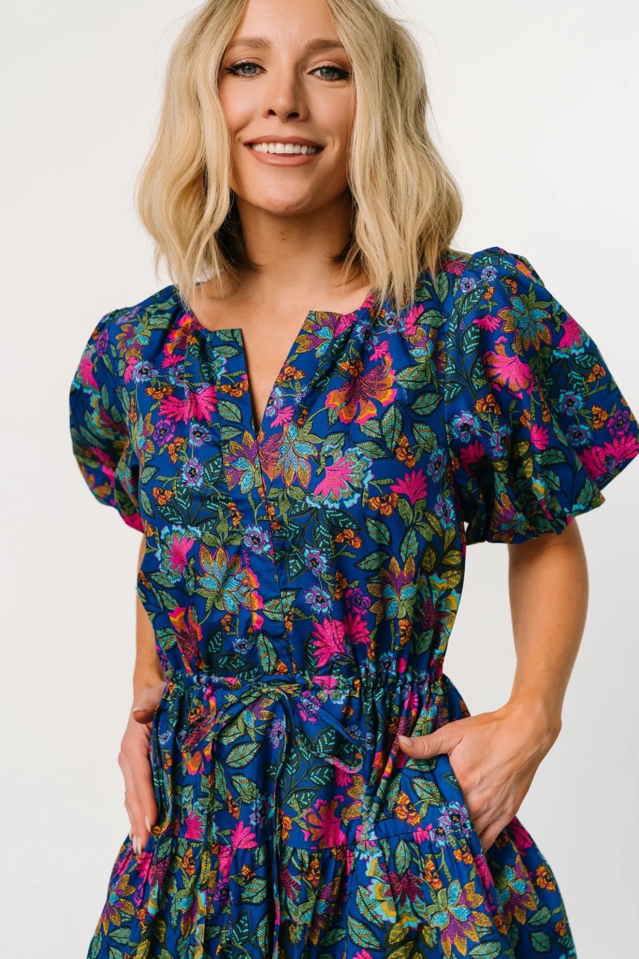 Best Baltic Born Karol Puff Sleeve Midi Dress | Blue Multi BlueMulti