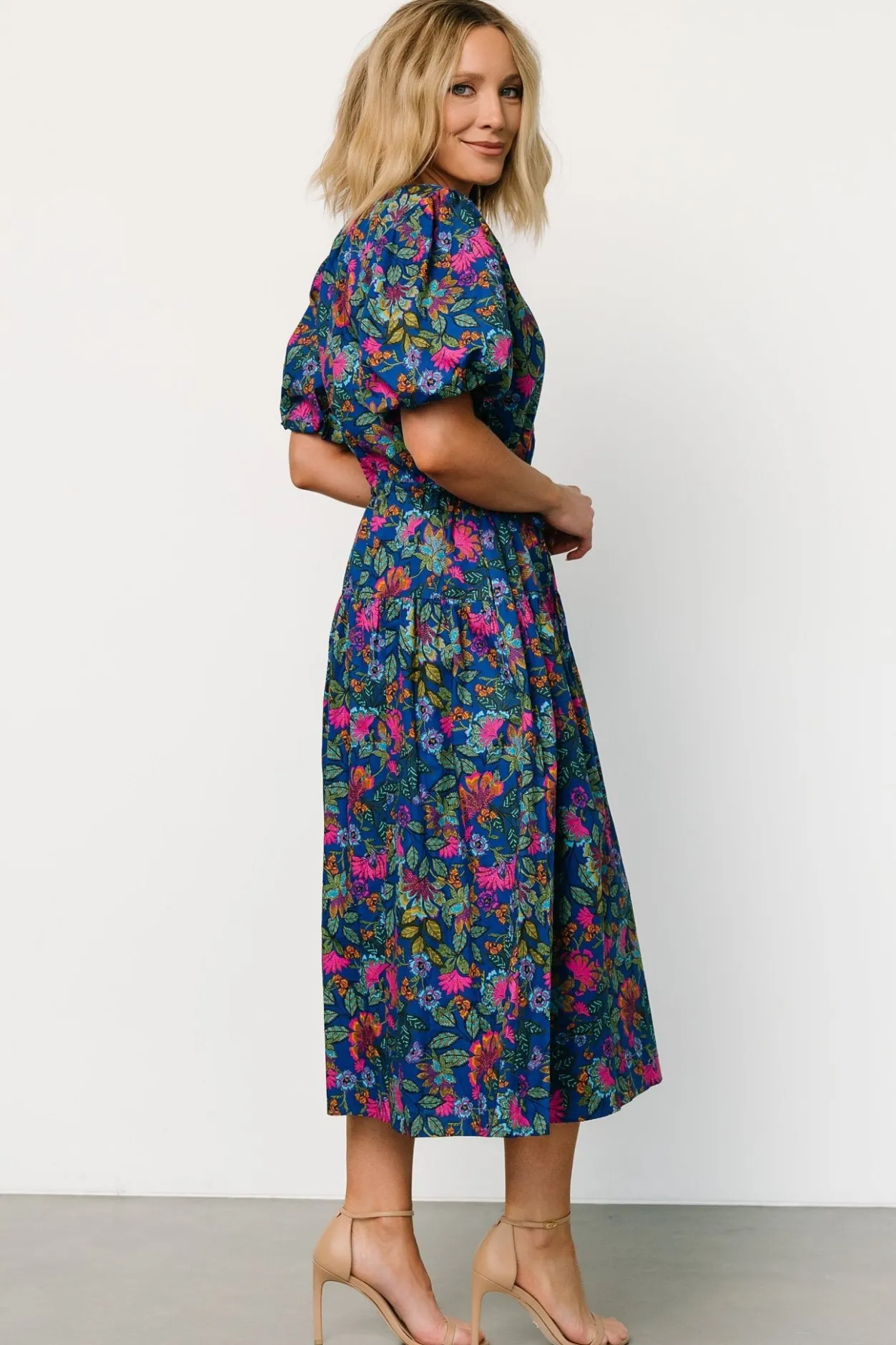 Best Baltic Born Karol Puff Sleeve Midi Dress | Blue Multi BlueMulti