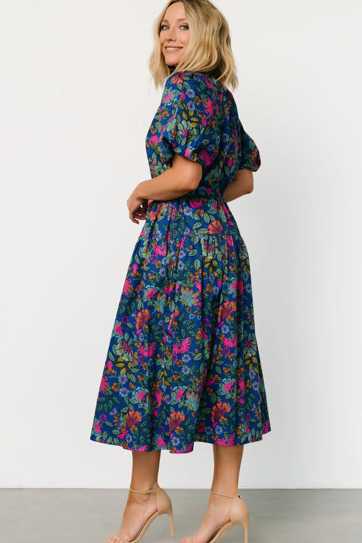 Best Baltic Born Karol Puff Sleeve Midi Dress | Blue Multi BlueMulti