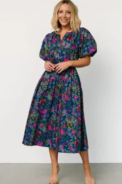 Best Baltic Born Karol Puff Sleeve Midi Dress | Blue Multi BlueMulti