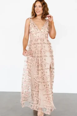 Fashion Baltic Born Kassia Applique Maxi Dress | Nude + Pink Nude+Pink