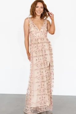 Fashion Baltic Born Kassia Applique Maxi Dress | Nude + Pink Nude+Pink