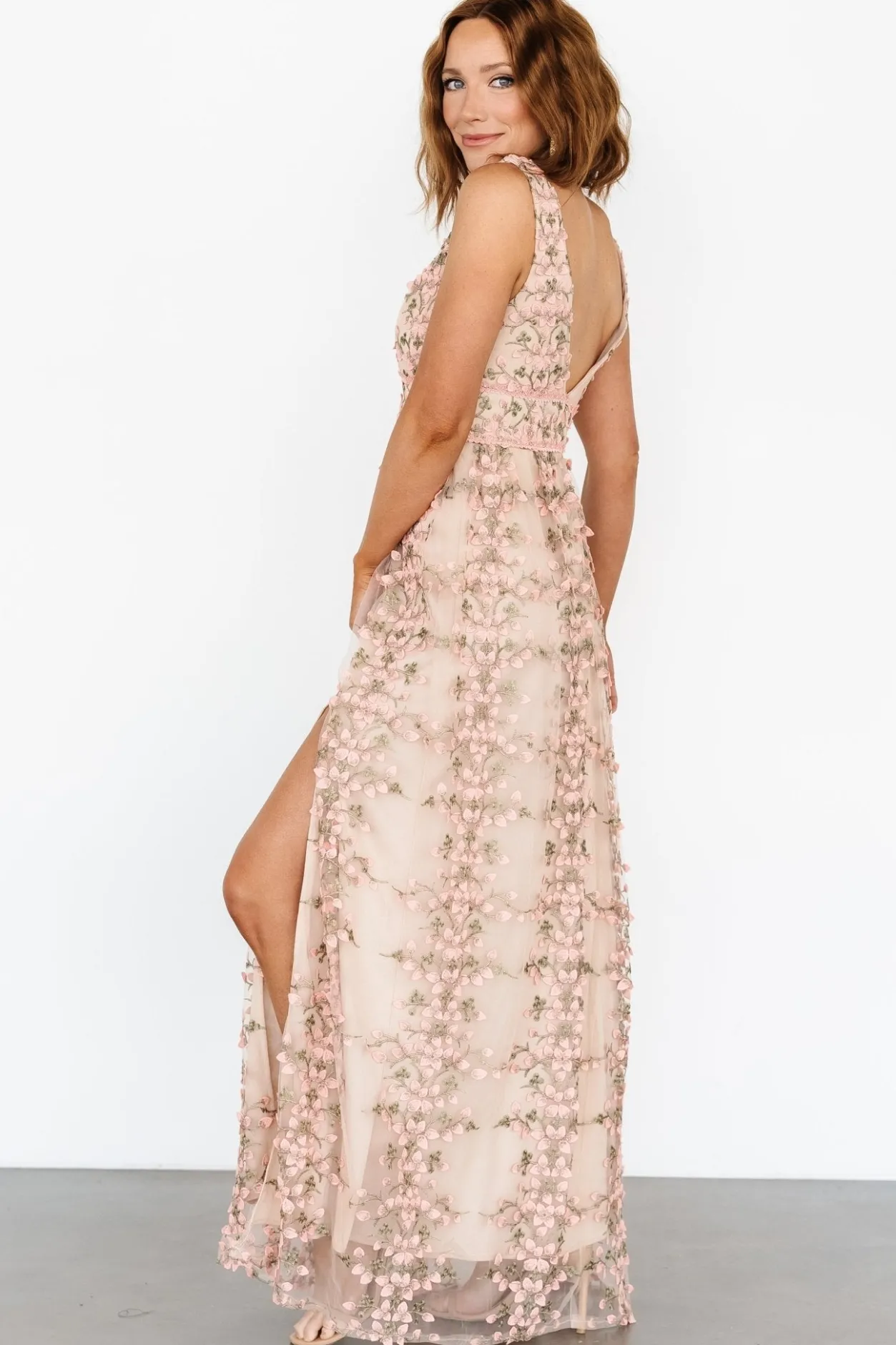 Fashion Baltic Born Kassia Applique Maxi Dress | Nude + Pink Nude+Pink