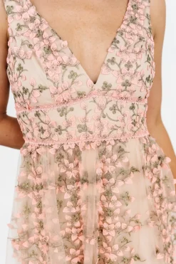 Fashion Baltic Born Kassia Applique Maxi Dress | Nude + Pink Nude+Pink