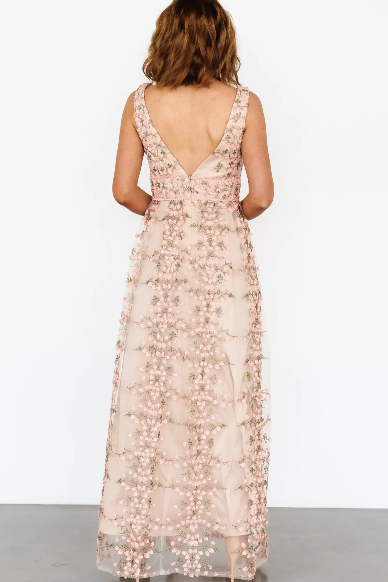 Fashion Baltic Born Kassia Applique Maxi Dress | Nude + Pink Nude+Pink