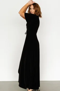 Outlet Baltic Born Katelyn Velvet Maxi Wrap Dress | Black