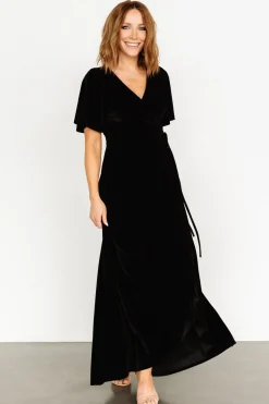 Outlet Baltic Born Katelyn Velvet Maxi Wrap Dress | Black