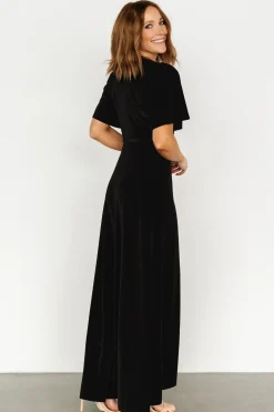Outlet Baltic Born Katelyn Velvet Maxi Wrap Dress | Black