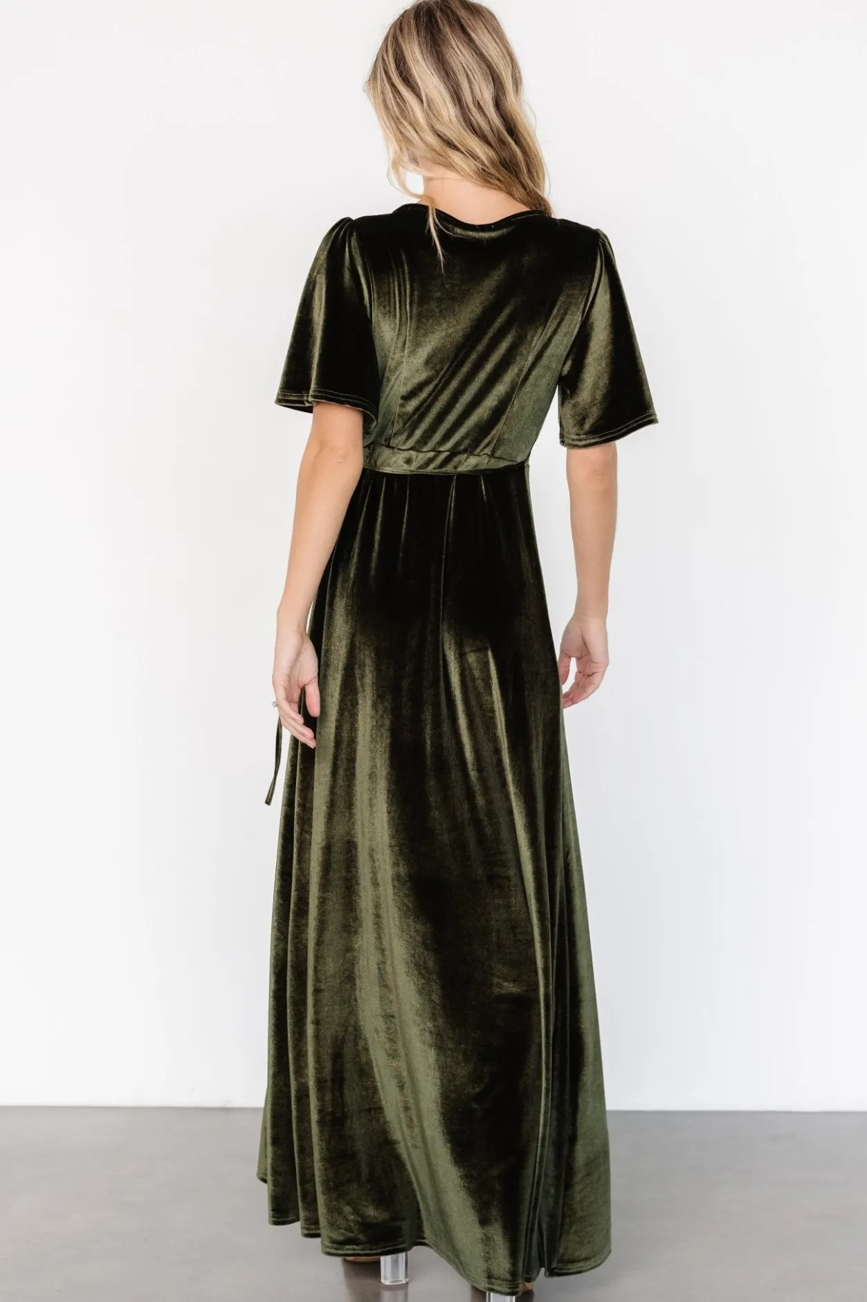 Outlet Baltic Born Katelyn Velvet Maxi Wrap Dress | Dark Olive DarkOlive