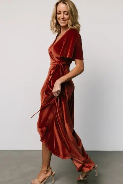 Clearance Baltic Born Katelyn Velvet Maxi Wrap Dress | Cinnamon