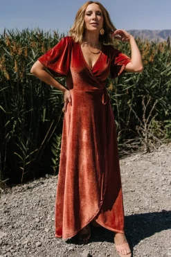 Clearance Baltic Born Katelyn Velvet Maxi Wrap Dress | Cinnamon