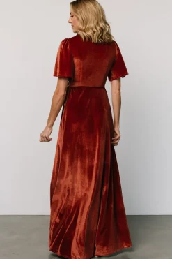 Clearance Baltic Born Katelyn Velvet Maxi Wrap Dress | Cinnamon