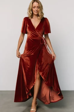 Clearance Baltic Born Katelyn Velvet Maxi Wrap Dress | Cinnamon