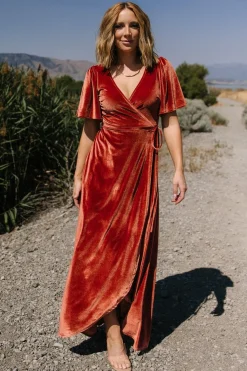 Clearance Baltic Born Katelyn Velvet Maxi Wrap Dress | Cinnamon