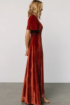Clearance Baltic Born Katelyn Velvet Maxi Wrap Dress | Cinnamon
