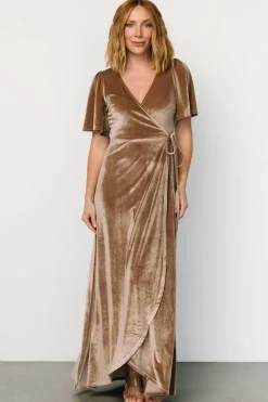 Online Baltic Born Katelyn Velvet Maxi Wrap Dress | Taupe