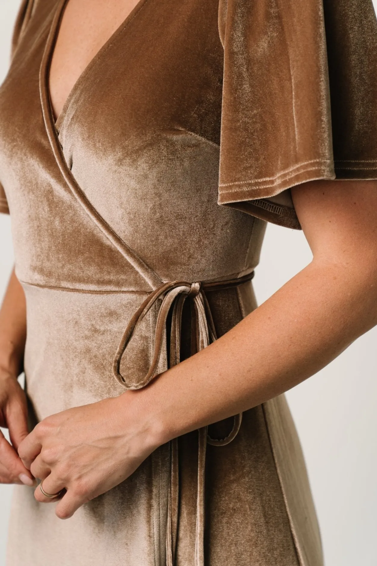 Online Baltic Born Katelyn Velvet Maxi Wrap Dress | Taupe