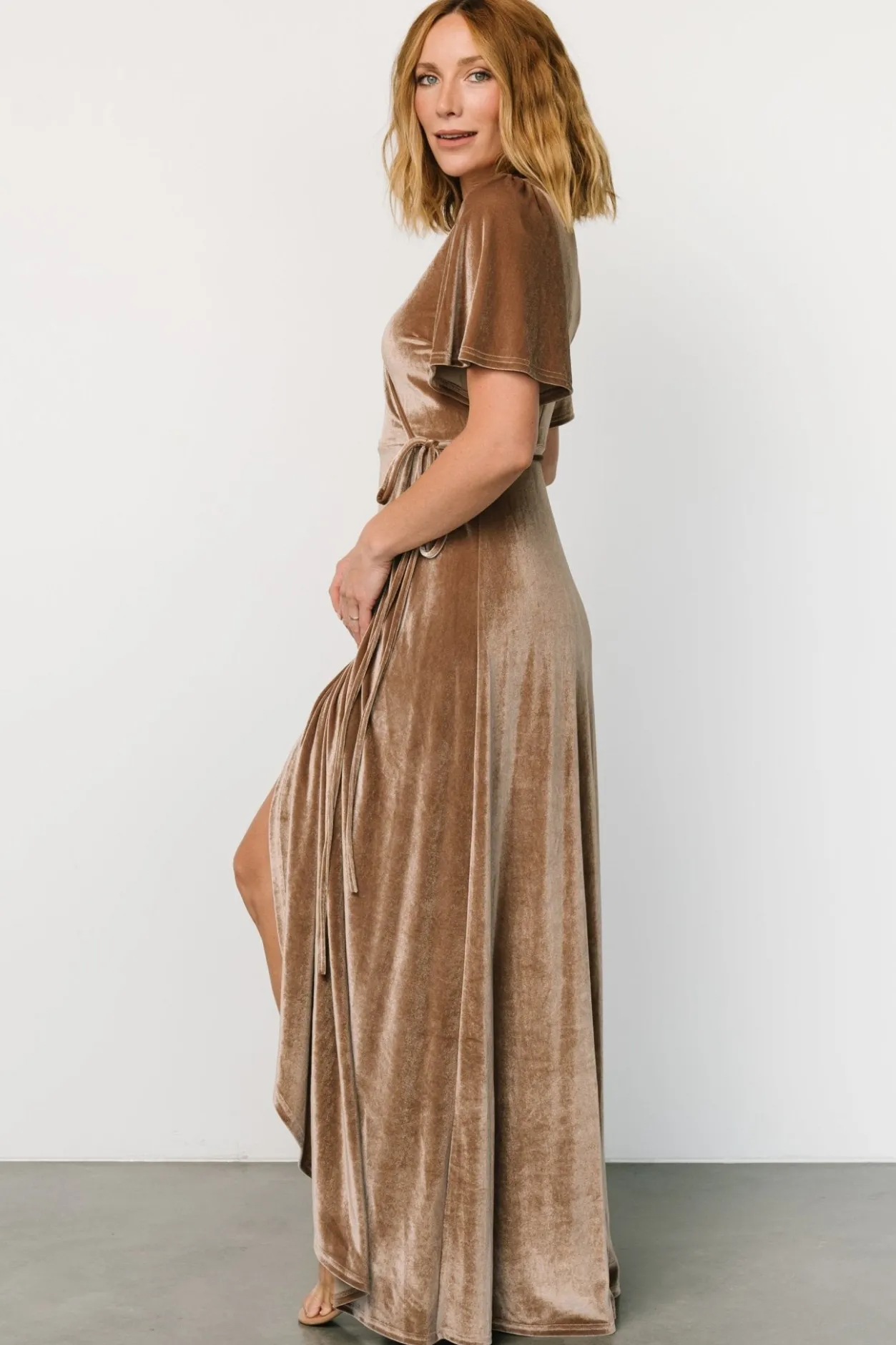 Online Baltic Born Katelyn Velvet Maxi Wrap Dress | Taupe
