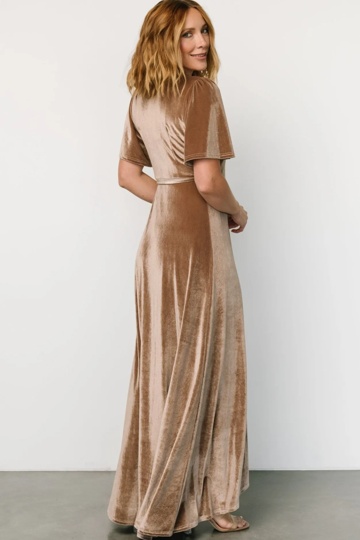Online Baltic Born Katelyn Velvet Maxi Wrap Dress | Taupe