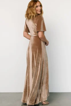 Online Baltic Born Katelyn Velvet Maxi Wrap Dress | Taupe