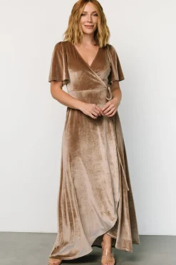 Online Baltic Born Katelyn Velvet Maxi Wrap Dress | Taupe