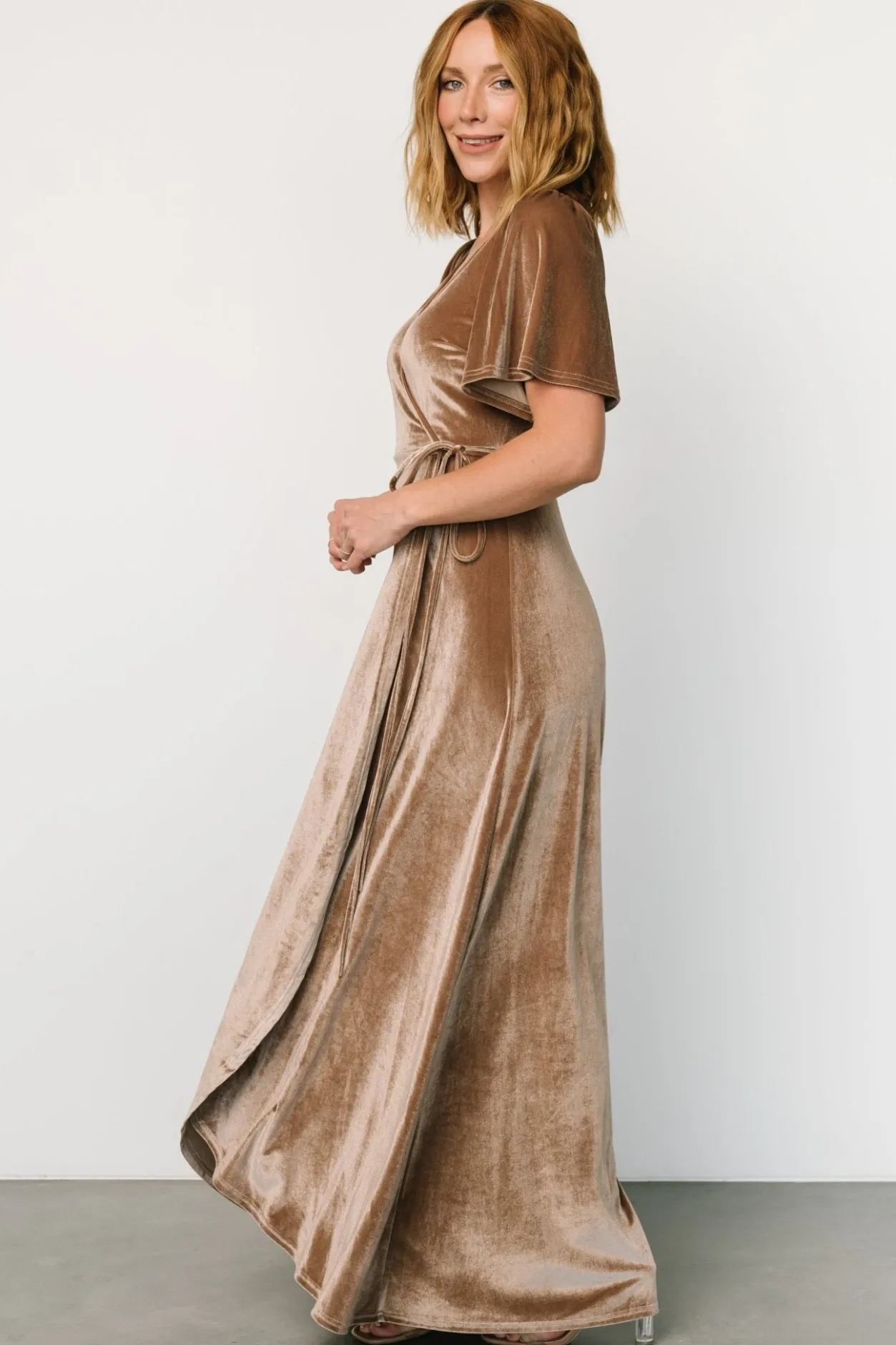 Online Baltic Born Katelyn Velvet Maxi Wrap Dress | Taupe