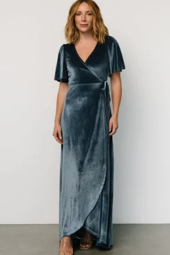 Best Baltic Born Katelyn Velvet Maxi Wrap Dress | Blue