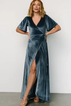 Best Baltic Born Katelyn Velvet Maxi Wrap Dress | Blue