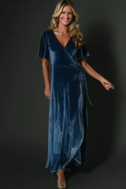 Best Baltic Born Katelyn Velvet Maxi Wrap Dress | Blue
