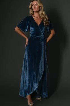 Best Baltic Born Katelyn Velvet Maxi Wrap Dress | Blue