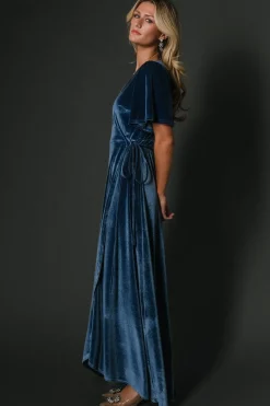 Best Baltic Born Katelyn Velvet Maxi Wrap Dress | Blue