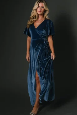 Best Baltic Born Katelyn Velvet Maxi Wrap Dress | Blue
