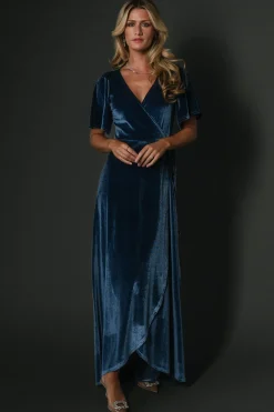 Best Baltic Born Katelyn Velvet Maxi Wrap Dress | Blue