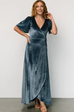 Best Baltic Born Katelyn Velvet Maxi Wrap Dress | Blue