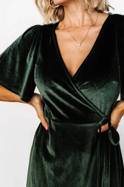 Online Baltic Born Katelyn Velvet Maxi Wrap Dress | Deep Green DeepGreen