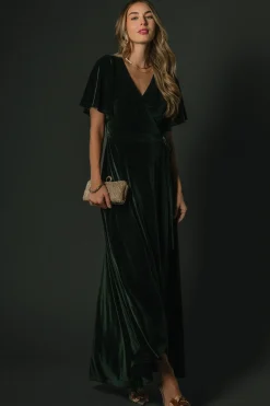 Online Baltic Born Katelyn Velvet Maxi Wrap Dress | Deep Green DeepGreen